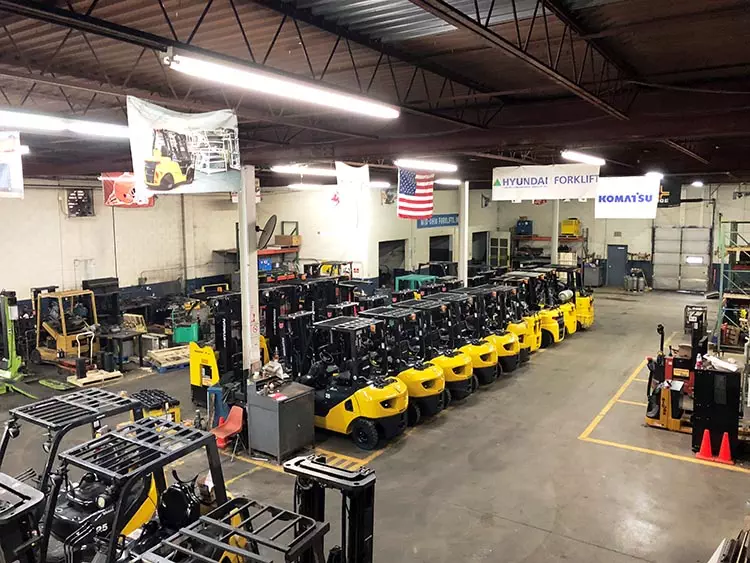 Selection of Rental Forklifts in Store